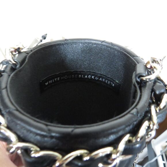 White House Black Market Black Quilted Chain Strap Water Bottle Holder Bag - Picture 9 of 10